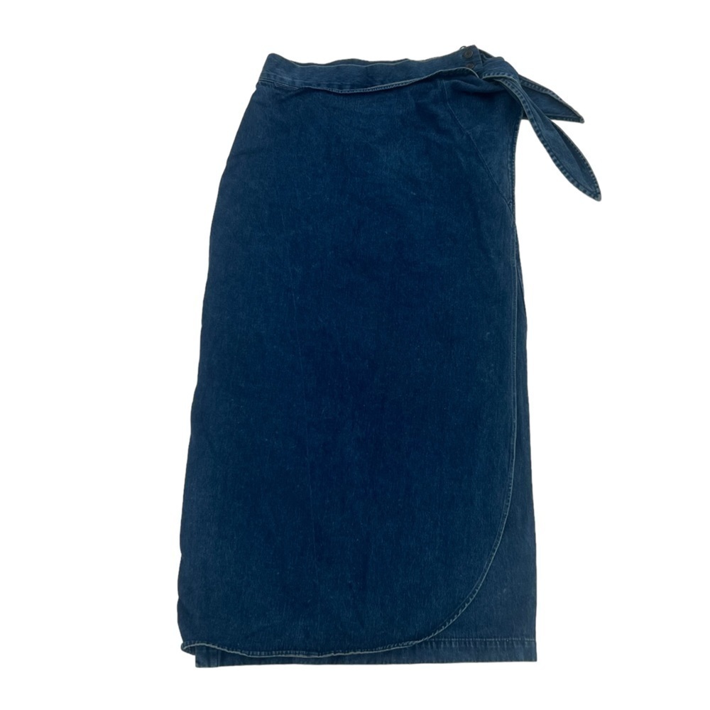 PAUW Amsterdam Wrap Over Side Tie Midi A-Line Jean Skirt Size 26 Women’s